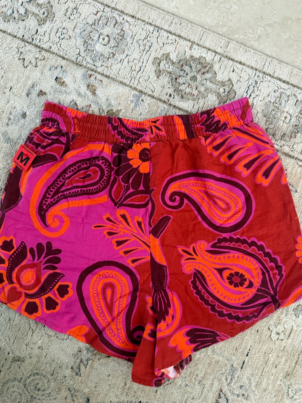 Farm Rio Women’s Pink & Orange tropical Printed Drawstring Shorts with pockets - Picture 5 of 7
